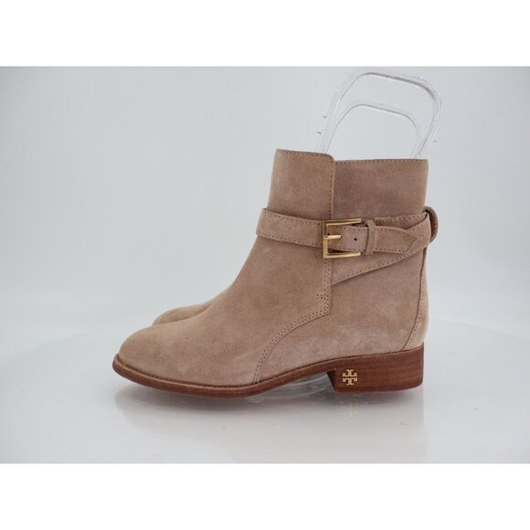 Tory Burch Women's Brooke Booties Size 5.5 Beige Suede Block Heel Boot - Picture 5 of 14